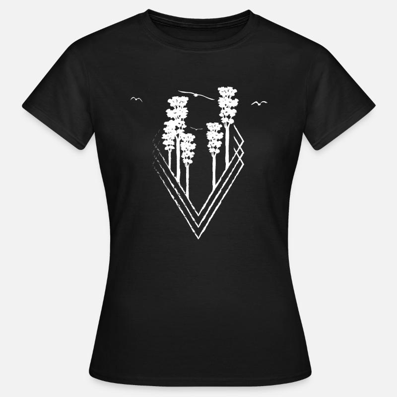 Geometric shape tree birds w - Women's T-Shirt - black