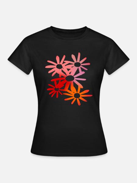 Bunte Blumen - Frauen T-Shirt - Schwarz