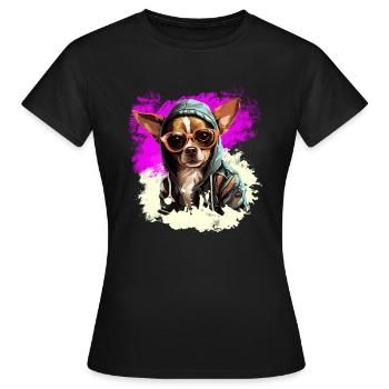 Règle du chihuahua : gouverner le paysage urbain - T-shirt Femme - noir - Devant - AI Model Female 172 dark (172cm)