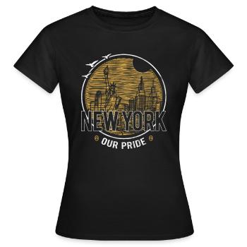 New York Series - Our Pride - gold - Women's T-Shirt - black - Front - AI Model Female 172 dark (172cm)