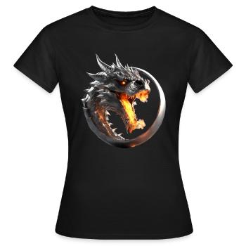 Dragon de feu dans l’anneau - T-shirt Femme - noir - Devant - AI Model Female 172 dark (172cm)