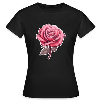 Rose rose - T-shirt Femme - noir - Devant - AI Model Female 172 dark (172cm)