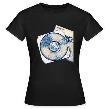 Disque vinyle avec pochette - T-shirt Femme - noir - Devant - AI Model Female 172 dark (172cm)