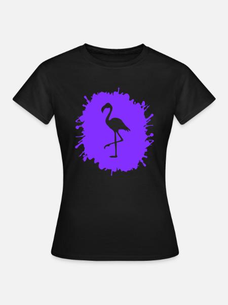 flamingo splatter - Frauen T-Shirt - Schwarz