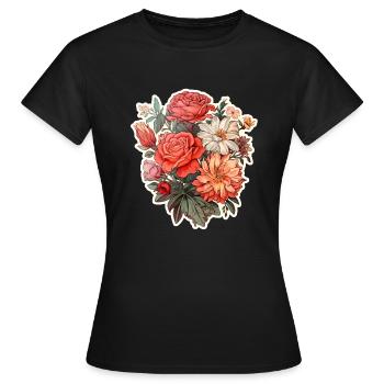 Blumenstrauß - Frauen T-Shirt - Schwarz - Vorne - AI Model Female 172 dark (172cm)