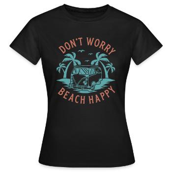 Ne vous inquiétez pas Beach Happy - T-shirt Femme - noir - Devant - AI Model Female 172 dark (172cm)