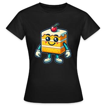 Gâteau joyeux - T-shirt Femme - noir - Devant - AI Model Female 172 dark (172cm)