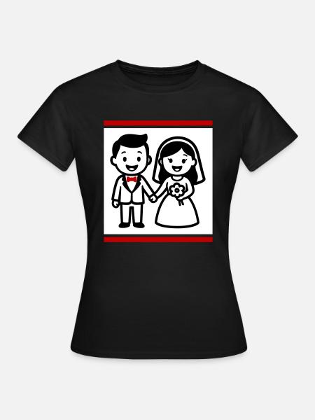 Ehepaar Hochzeit - Frauen T-Shirt - Schwarz