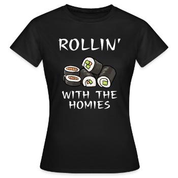 Sushi Shirt, Sushi Spruch Sushi-Liebhaber Geschenk - Frauen T-Shirt - Schwarz - Vorne - AI Model Female 172 dark (172cm)