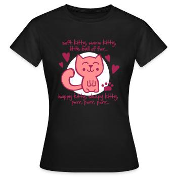 soft kitty, warm kitty, little ball of fur... - Women's T-Shirt - black - Front - AI Model Female 172 dark (172cm)