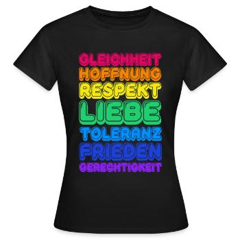 Liebe LGBT Pride Christopher Street Geschenkidee - Frauen T-Shirt - Schwarz - Vorne - AI Model Female 172 dark (172cm)