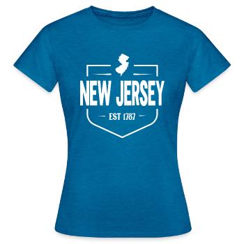 New Jersey - T-shirt Femme - bleu saphir antique chiné - Devant - AI Model Female 172 dark (172cm)