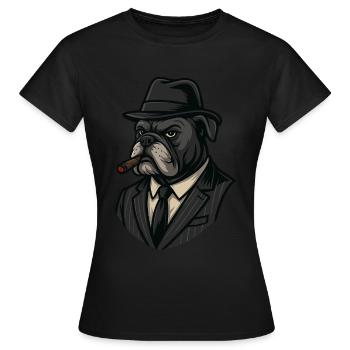 Mafia Bulldog im Anzug - Frauen T-Shirt - Schwarz - Vorne - AI Model Female 172 dark (172cm)