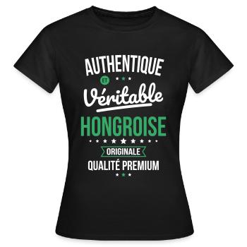 Authentique et véritable Hongroise - Originale - T-shirt Femme - noir - Devant - AI Model Female 172 dark (172cm)