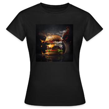 burgerexplosion - for all your burgerlovers - Women's T-Shirt - black - Front - AI Model Female 172 dark (172cm)