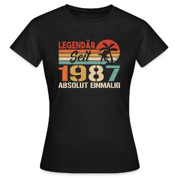 Original 1987 Jahrgang Vintage Geburtstag 1987 - Frauen T-Shirt - Schwarz - Vorne - AI Model Female 172 dark (172cm)