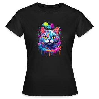 Chat Pop Art - T-shirt Femme - noir - Devant - AI Model Female 172 dark (172cm)