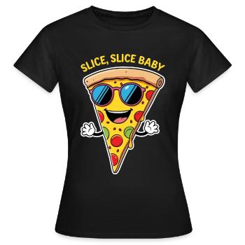 Pizza amusante avec lunettes de soleil - Slice, Slice Baby - T-shirt Femme - noir - Devant - AI Model Female 172 dark (172cm)