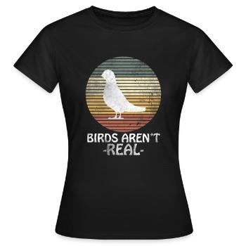 Vintage Retro Birds Aren´t REAL - Frauen T-Shirt - Schwarz - Vorne - AI Model Female 172 dark (172cm)