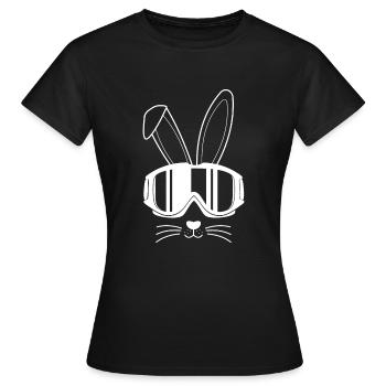 Ski Hase Apres Ski T-Shirt Geschenk - Frauen T-Shirt - Schwarz - Vorne - AI Model Female 172 dark (172cm)