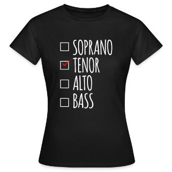 Soprano Tenor Alto Bass Chor-Stimmen - Frauen T-Shirt - Schwarz - Vorne - AI Model Female 172 dark (172cm)