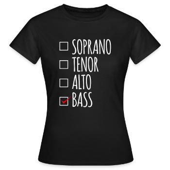 Soprano Tenor Alto Bass Choir Voices - Women's T-Shirt - black - Front - AI Model Female 172 dark (172cm)