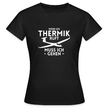 Wenn Die Thermik Ruft Muss Ich Gehen Segelflieger - Frauen T-Shirt - Schwarz - Vorne - AI Model Female 172 dark (172cm)