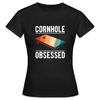 Cornhole Obsessed Gift Shirt - Women's T-Shirt - black - Front - AI Model Female 172 dark (172cm)