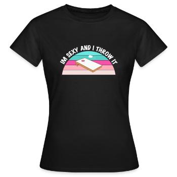 Dans Sexy et je le jette Cornhole Shirt cadeau - T-shirt Femme - noir - Devant - AI Model Female 172 dark (172cm)