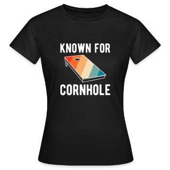 Connu pour cornhole shirt gift - T-shirt Femme - noir - Devant - AI Model Female 172 dark (172cm)