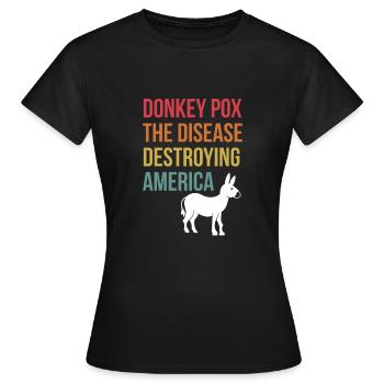 Donkey Pox Amerika Flagge Shirt - Frauen T-Shirt - Schwarz - Vorne - AI Model Female 172 dark (172cm)