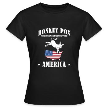 Donkey Pox Amerika Flagge Shirt - Frauen T-Shirt - Schwarz - Vorne - AI Model Female 172 dark (172cm)