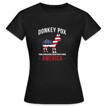 Donkey Pox Amerika Flagge Shirt - Frauen T-Shirt - Schwarz - Vorne - AI Model Female 172 dark (172cm)