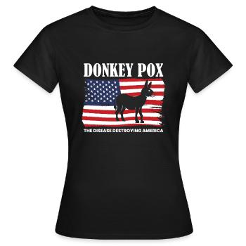 Donkey Pox Amerika Flagge Shirt - Frauen T-Shirt - Schwarz - Vorne - AI Model Female 172 dark (172cm)