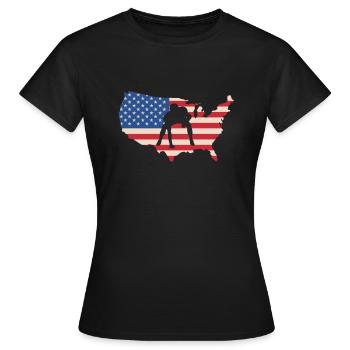 USA Flagge Amerika Fahne Wide Receiver - Frauen T-Shirt - Schwarz - Vorne - AI Model Female 172 dark (172cm)