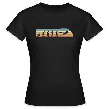 Vintage Retro Wild Receiver Shirt Evolution - Frauen T-Shirt - Schwarz - Vorne - AI Model Female 172 dark (172cm)