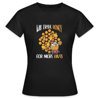 Will Trade Money For More Hives Shirt Geschenk - Frauen T-Shirt - Schwarz - Vorne - AI Model Female 172 dark (172cm)