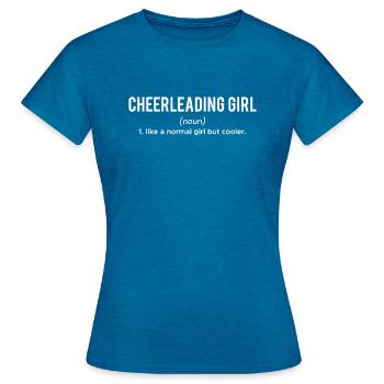 Chemise Définition Fille Cheerleading - T-shirt Femme - bleu saphir antique chiné - Devant - AI Model Female 172 dark (172cm)