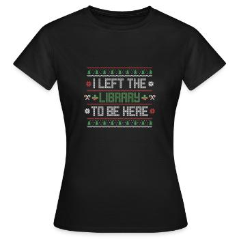 Ugly Christmas Shirt Library Library Gift - Women's T-Shirt - black - Front - AI Model Female 172 dark (172cm)