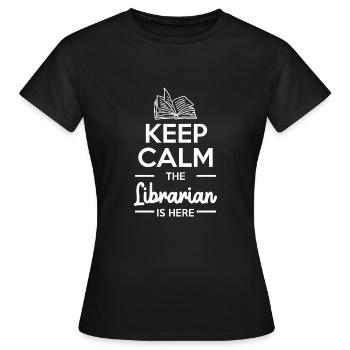 Restez calme Le bibliothécaire est là - T-shirt Femme - noir - Devant - AI Model Female 172 dark (172cm)