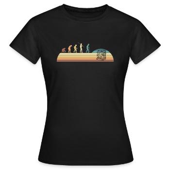 Evolution Vintage Retro Bücher Bibliothek - Frauen T-Shirt - Schwarz - Vorne - AI Model Female 172 dark (172cm)