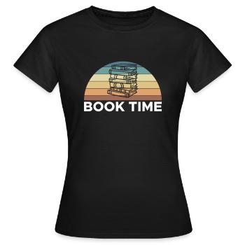 Book Time Vintage Retro Bibliothek - Frauen T-Shirt - Schwarz - Vorne - AI Model Female 172 dark (172cm)