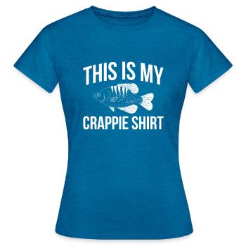 Ceci est ma chemise de merde - T-shirt Femme - bleu saphir antique chiné - Devant - AI Model Female 172 dark (172cm)