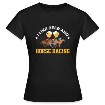 J’aime la bière et la chemise de course de chevaux - T-shirt Femme - noir - Devant - AI Model Female 172 dark (172cm)