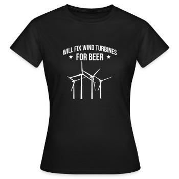 Will Fix Wind Turbines For Beer Shirt - Frauen T-Shirt - Schwarz - Vorne - AI Model Female 172 dark (172cm)