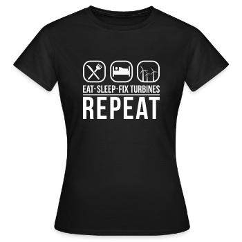 Manger Sleep Fix Turbines Répéter Technicien d’éolienne - T-shirt Femme - noir - Devant - AI Model Female 172 dark (172cm)