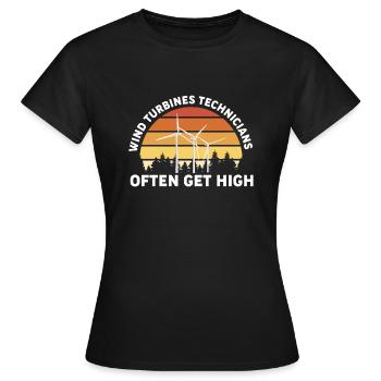 Wind Turbines Technician Often Get High - Frauen T-Shirt - Schwarz - Vorne - AI Model Female 172 dark (172cm)
