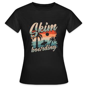 Skim Boarding Shirt Geschenk - Frauen T-Shirt - Schwarz - Vorne - AI Model Female 172 dark (172cm)