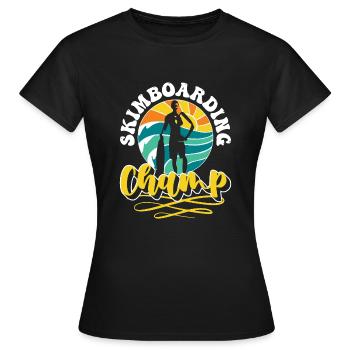 Skimboarding Champ Shirt Geschenk - Frauen T-Shirt - Schwarz - Vorne - AI Model Female 172 dark (172cm)