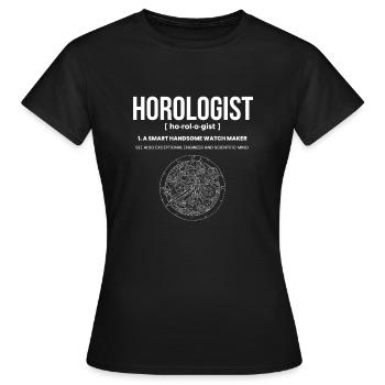 Chemise d’horlogerie Cadeau Horloger - T-shirt Femme - noir - Devant - AI Model Female 172 dark (172cm)